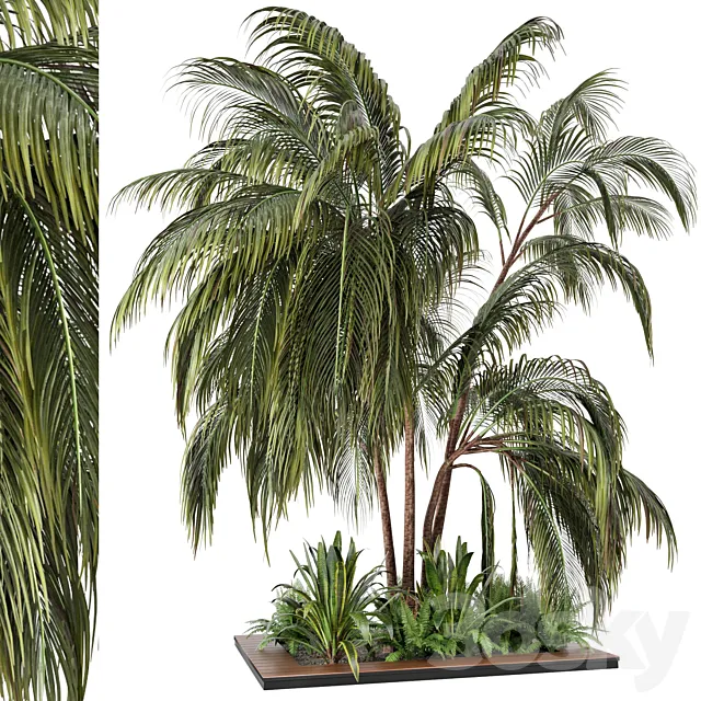 Outdoor Garden set bush and Tree – Garden Set 24 3D Model