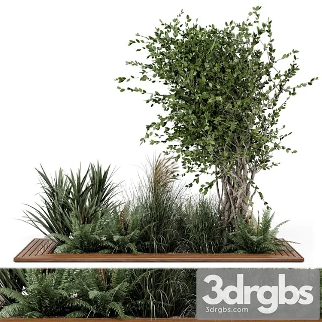 Outdoor Garden Set Bush And Tree Garden Set 361 3D Model Download