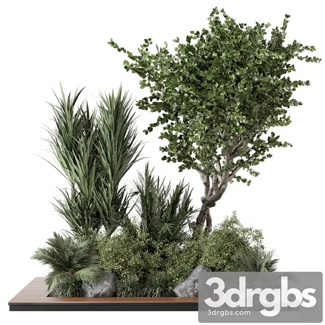 Outdoor Garden Set Bush and Tree Garden Set 499 3D Model Download