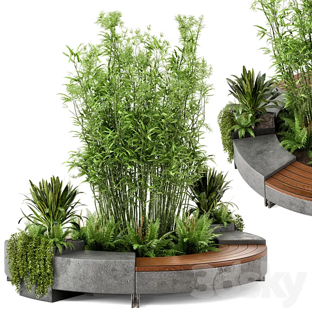 Outdoor Garden set bush and Tree – Garden Set 55 3D Model Outdoor Garden set bush and Tree – Garden Set 55 3D Model