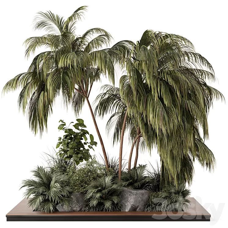 Outdoor Garden set bush and Tree – Garden Set 649 3D Model Free Download