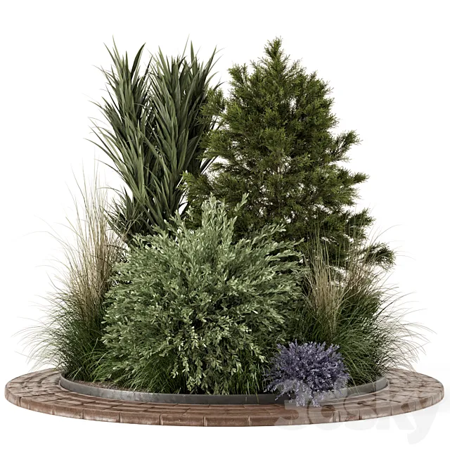 Outdoor Garden set bush and Tree – Garden Set 656 3D Model Outdoor Garden set bush and Tree – Garden Set 656 3D Model