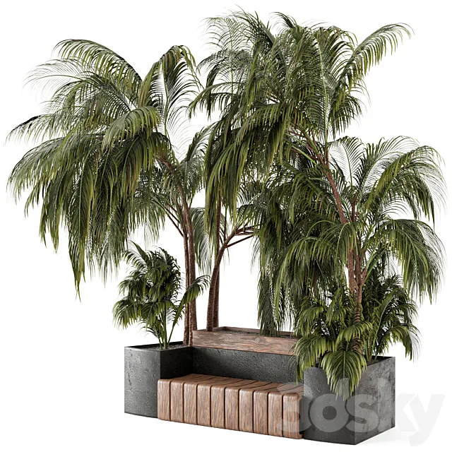 Outdoor Garden set bush and Tree – Garden Set 76 3D Model