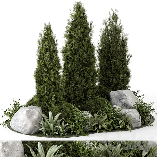 Outdoor Garden Set Bush and Tree – Garden Set 846 3D Model Outdoor Garden Set Bush and Tree – Garden Set 846 3D Model