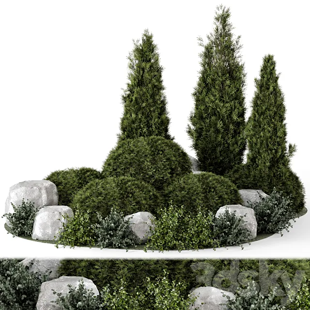 Outdoor Garden Set Bush and Tree – Garden Set 894 3D Model Outdoor Garden Set Bush and Tree – Garden Set 894 3D Model