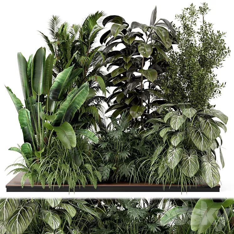 Outdoor Garden Set Bush and Tree – Garden Set 999 3D Model Free Download