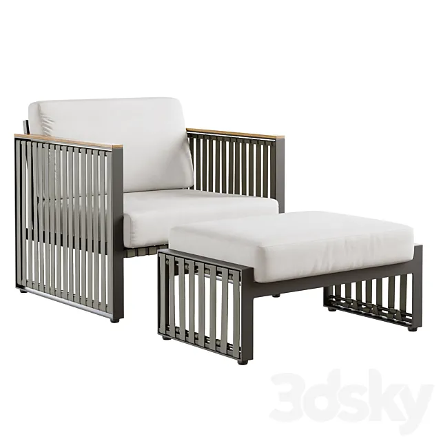 Outdoor garden wicker woven chair skyline design horizon armchair 3D Model