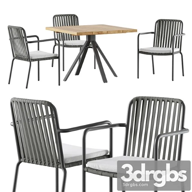 Outdoor Garden Wicker Woven Dining Set Skyline Design Trinity 3D Model Download