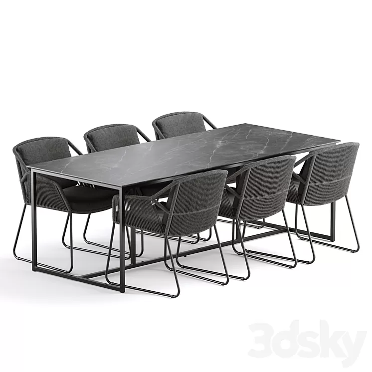 Outdoor Garden Woven Dining Set 3D Model Free Download