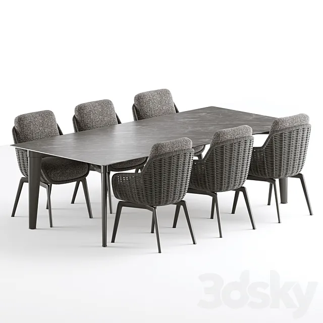 Outdoor Garden Woven Dining Set Belt Cord 3D Model Outdoor Garden Woven Dining Set Belt Cord 3D Model