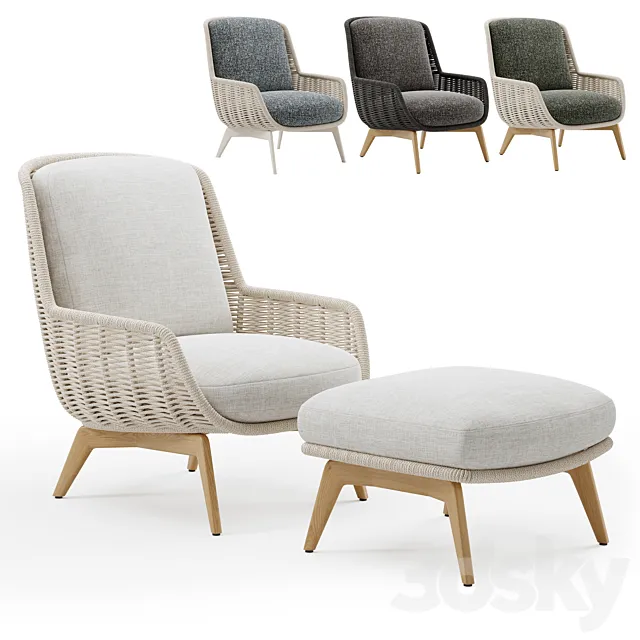 Outdoor Garden Woven Lounge Bergere Belt Cord 3D Model Outdoor Garden Woven Lounge Bergere Belt Cord 3D Model