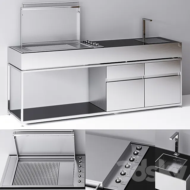 Outdoor Kitchen Island Fesfoc Cocoa 3D Model