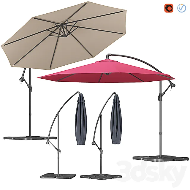 Outdoor Octagonal Parasol 3D Model