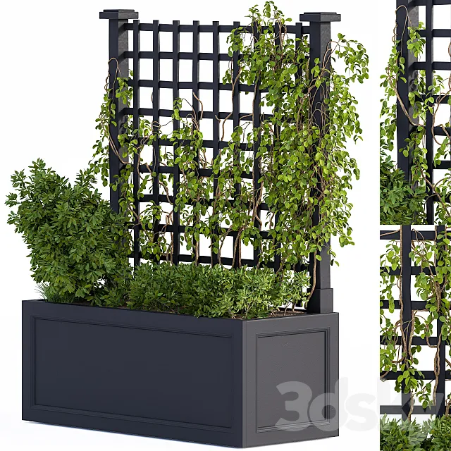 Outdoor Plant Box Black 3D Model Outdoor Plant Box Black 3D Model