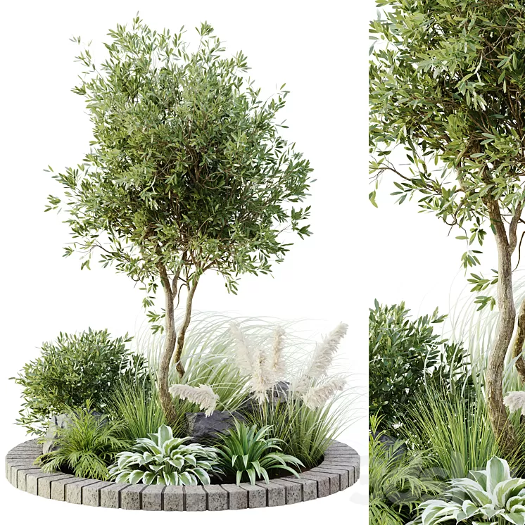 outdoor plant set 05 3D Model Free Download