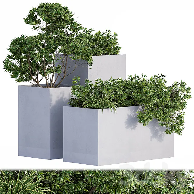 Outdoor Plants Box Concrete 3D Model Outdoor Plants Box Concrete 3D Model