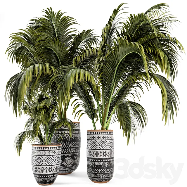Outdoor Plants bush and Tree in rusty Cly Pot – Set 70 3DModel