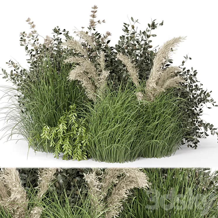 Outdoor Plants Bush-Bush Set 724 3D Model Outdoor Plants Bush-Bush Set 724 3D Model