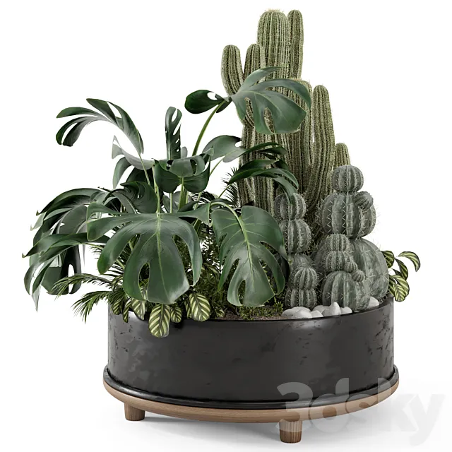 Outdoor Plants Bush in rusty Metal Pot – Set 666 3D Model Outdoor Plants Bush in rusty Metal Pot – Set 666 3D Model