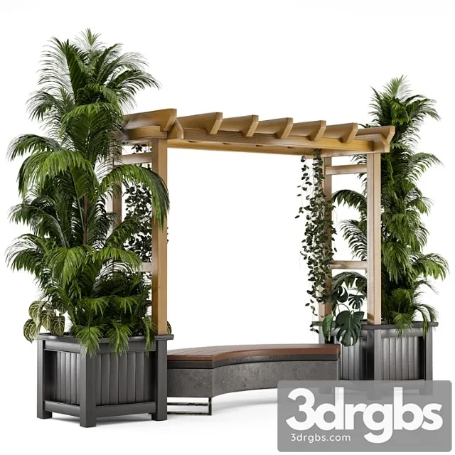 Outdoor plants on pergola – garden set 138 3D Model Download