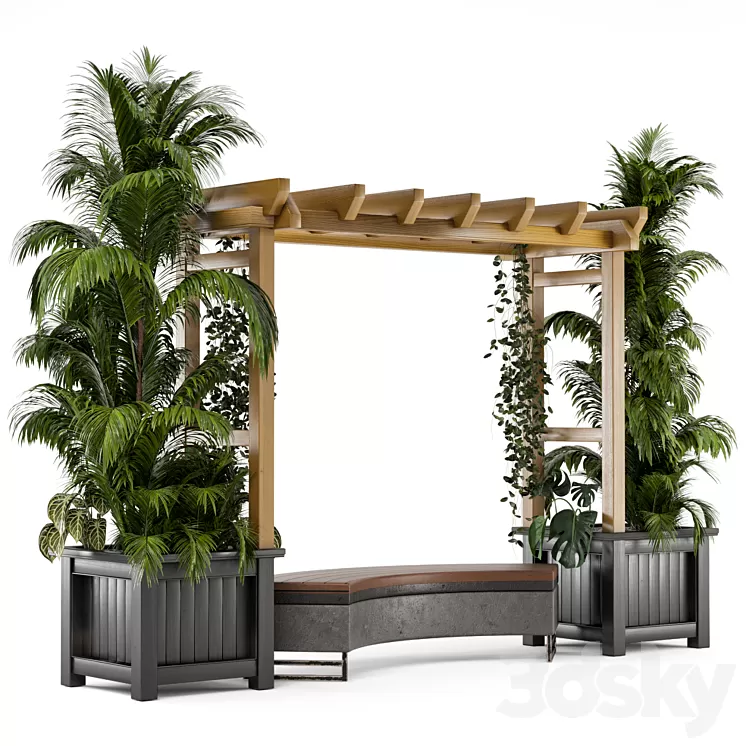 Outdoor Plants on Pergola – Garden Set 138 3D Model