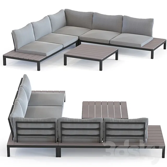 Outdoor Sofa Set Holiday Black 3D Model