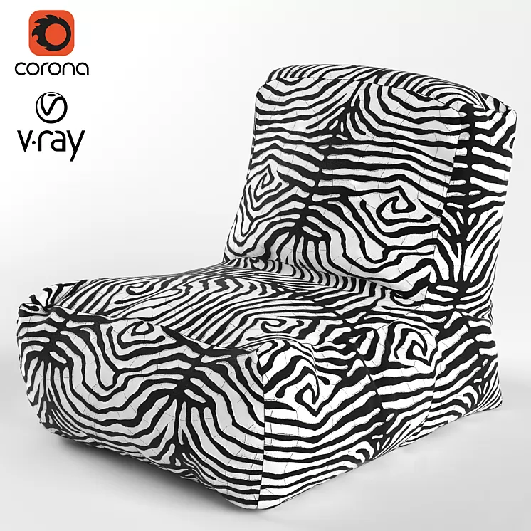 Outdoor Stripe Bean Bag Chair Lounger 3D Model Outdoor Stripe Bean Bag Chair Lounger 3D Model