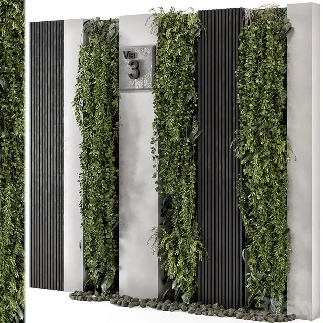 Outdoor Wall Vertical Garden in Concrete Base – Set 1047 3D Model Outdoor Wall Vertical Garden in Concrete Base – Set 1047 3D Model