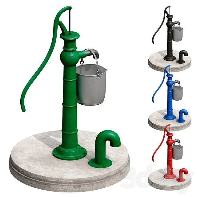 Outdoor water column with a bucket 3D Model Outdoor water column with a bucket 3D Model