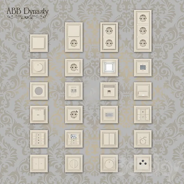 Outlets and switches Abb Dynasty. anthracite and ivory 3DModel Outlets and switches Abb Dynasty. anthracite and ivory 3DModel