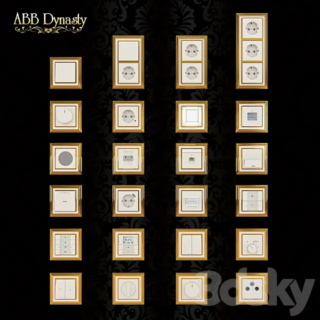 Outlets and switches Abb Dynasty. polished brass 3DModel Outlets and switches Abb Dynasty. polished brass 3DModel