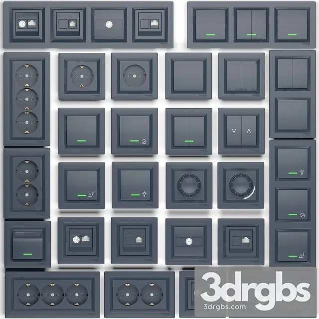 Outlets Switches Schneider Electric Asfora Series 3D Model Download