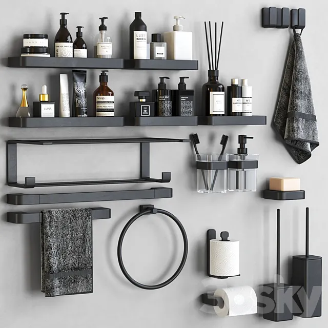 Outline bathroom accessories 3DModel