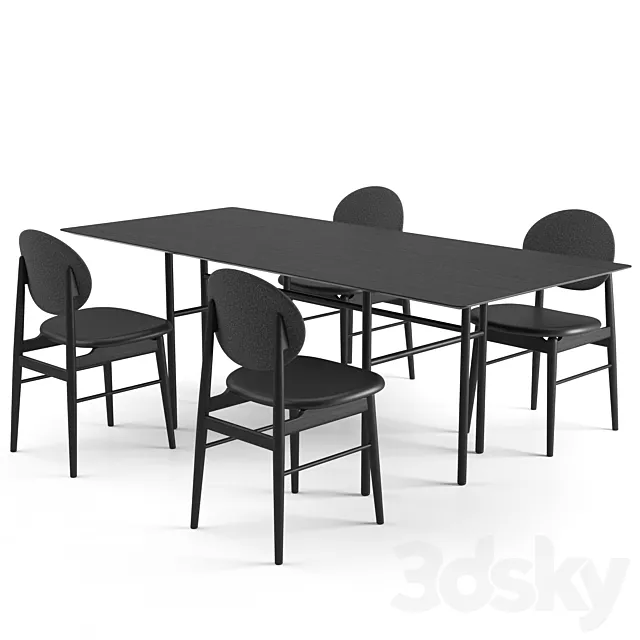 Outline Chair + Snaregade Tables Rectangular 3D Model