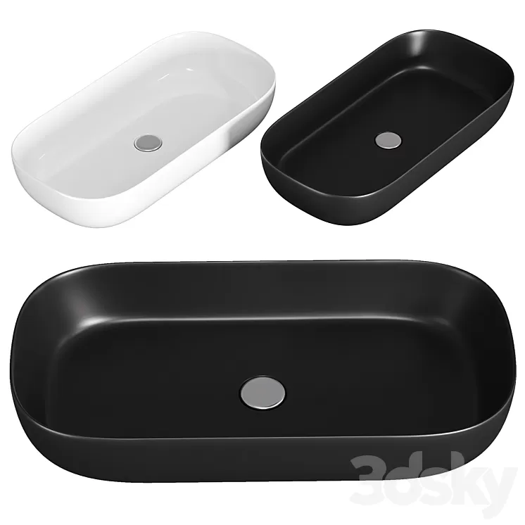 Oval Matte Black Vessel Sink in Ceramic 3D Model Free Download
