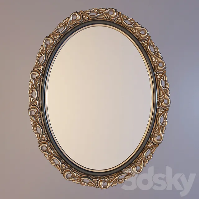 oval mirror in a carved frame 3D Model oval mirror in a carved frame 3D Model