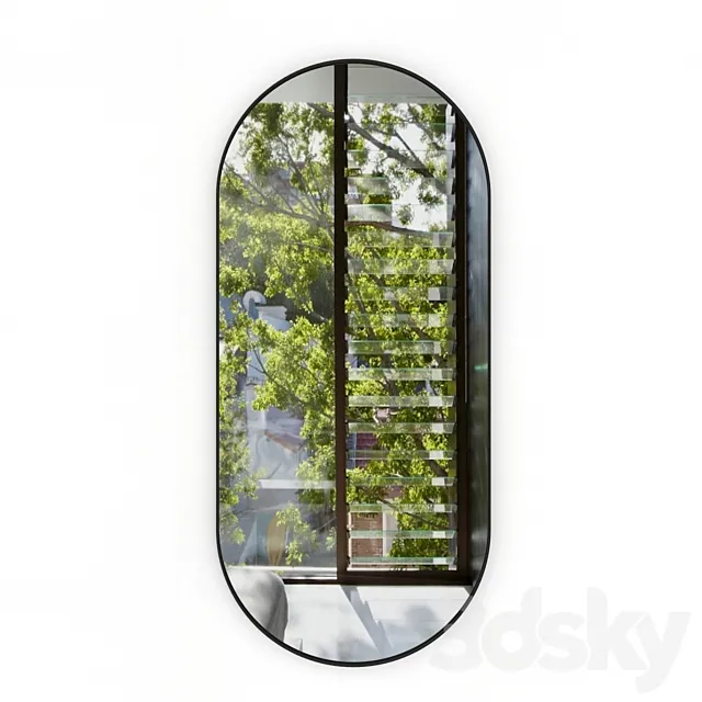 Oval mirror in a metal frame “Capsule” 3DModel
