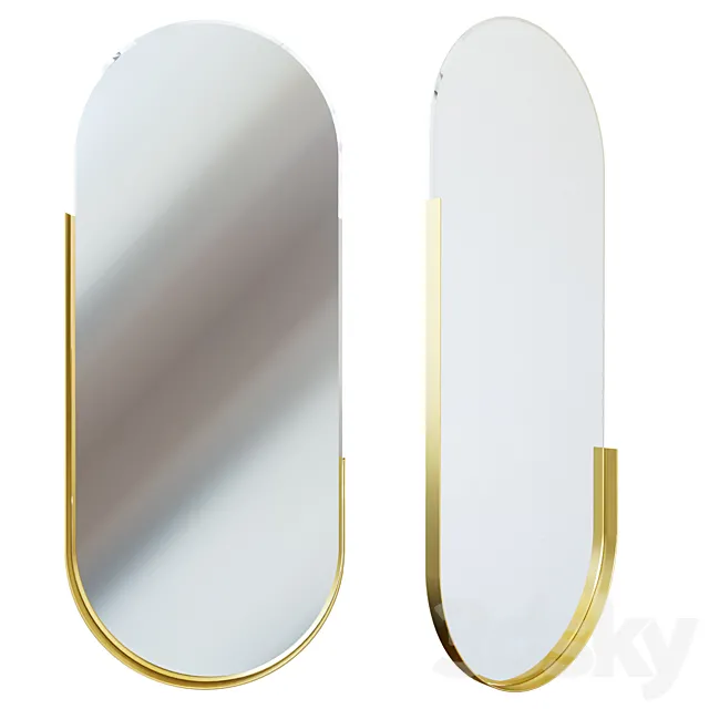 Oval mirror in a metal frame (gold) 19-ОА-6385 3D Model