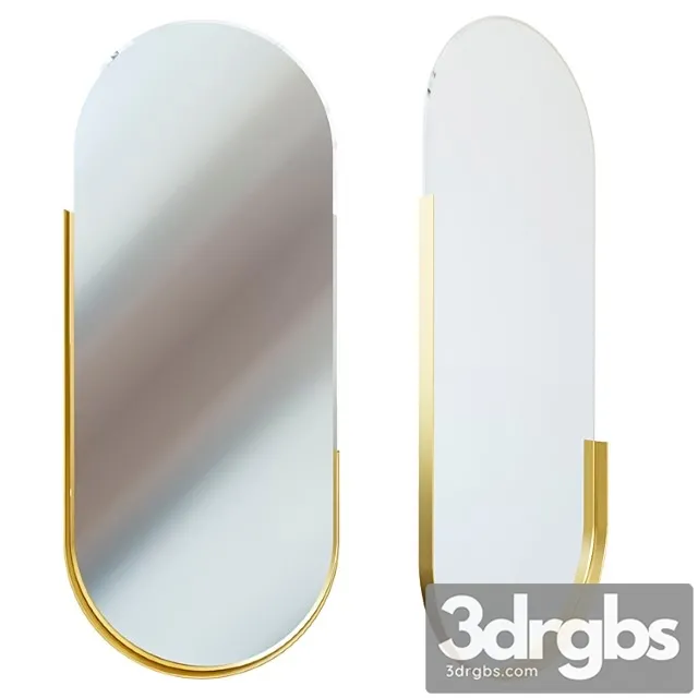Oval Mirror In Metal Frame Gold 19 Oa 6385 3D Model Download