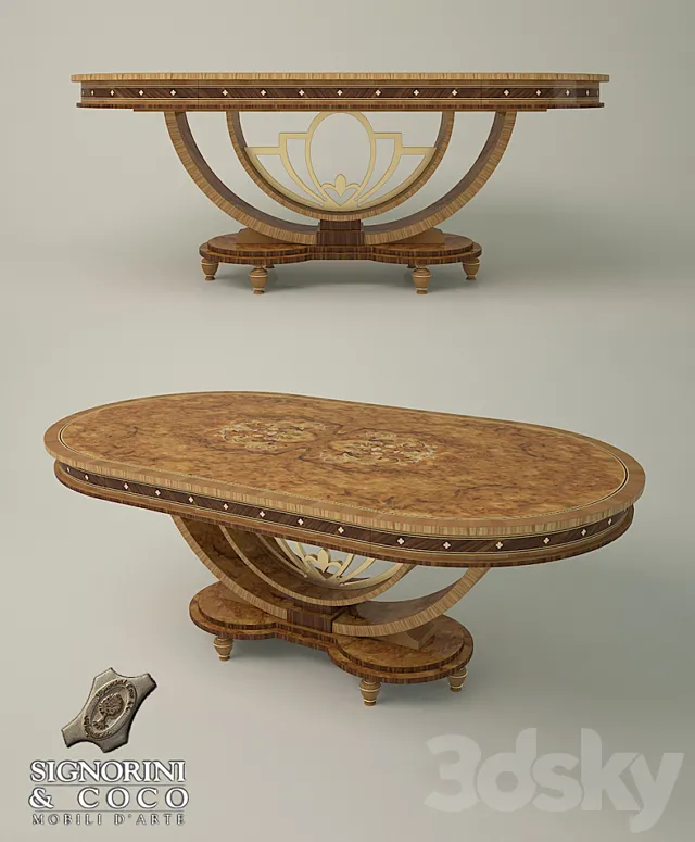 Oval sliding table Signorini & Coco_Ambra 3D Model