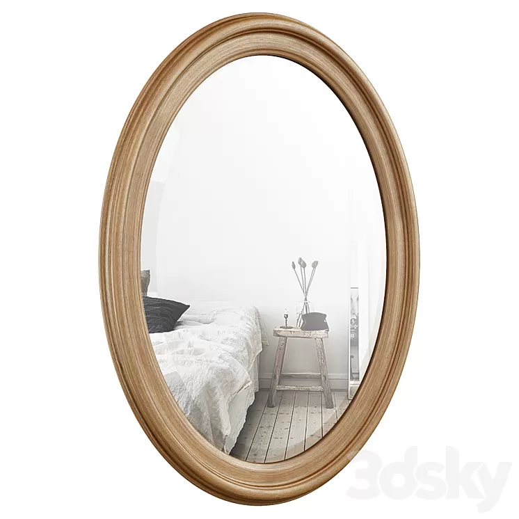 Oval Wood Wall Mirror DBHC4231 3D Model
