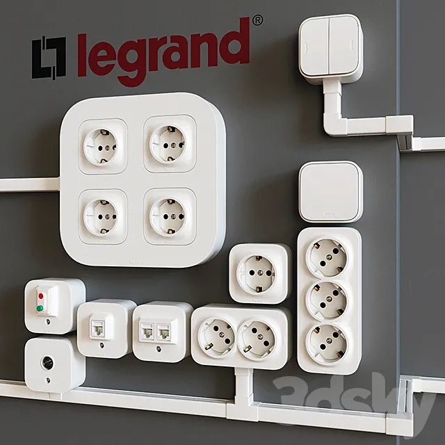 Overhead sockets Legrand Quteo (cable channels Metra) 3D Model Overhead sockets Legrand Quteo (cable channels Metra) 3D Model