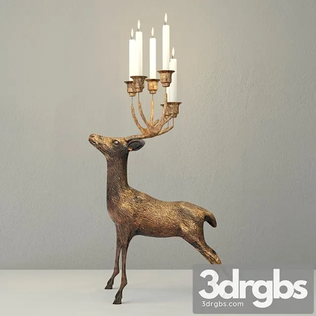 Oversize Brass Deer Candle Holder 3D Model Download