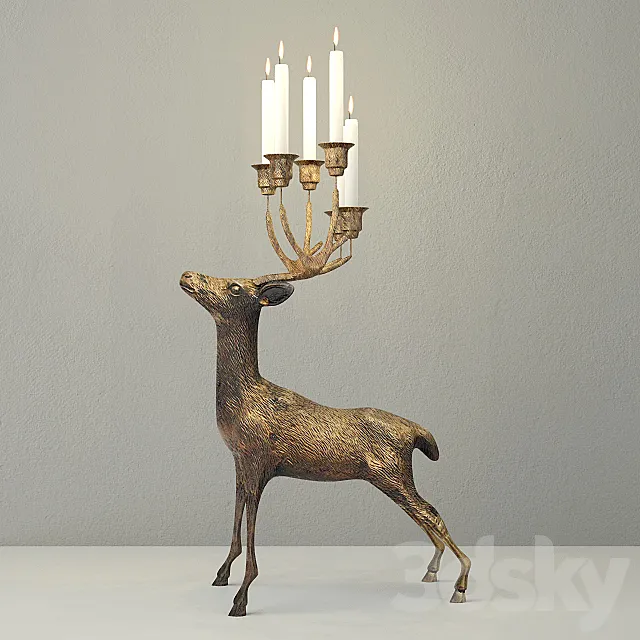 Oversize Brass Deer Candle Holder 3DModel Oversize Brass Deer Candle Holder 3DModel