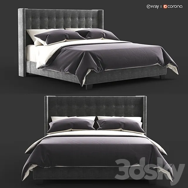 Overstock Melina Tufted Linen Wingback Bed by iNSPIRE Q Bold 3D Model Overstock Melina Tufted Linen Wingback Bed by iNSPIRE Q Bold 3D Model