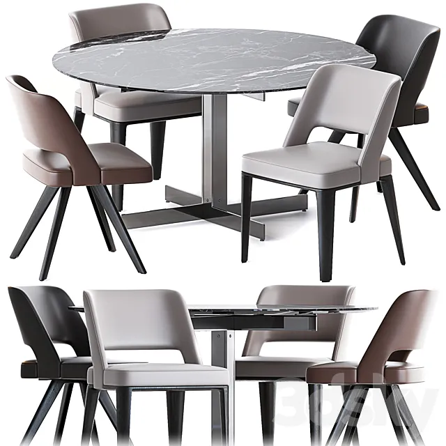 Owens Chair & Catlin Table by Minotti 3DModel Owens Chair & Catlin Table by Minotti 3DModel