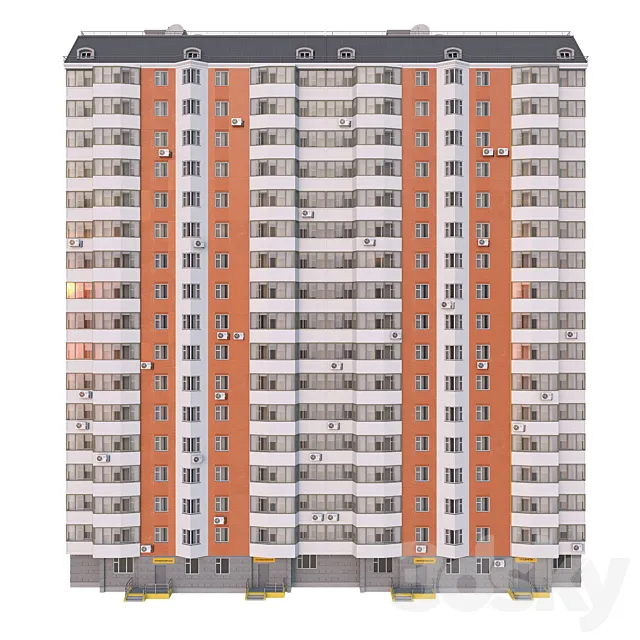 P44T 2 sections 17 floors 3D Model