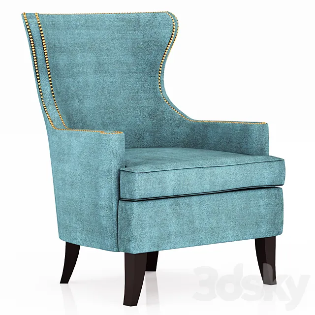 Pacific Blue Elliott Wingback Chair 3D Model Pacific Blue Elliott Wingback Chair 3D Model