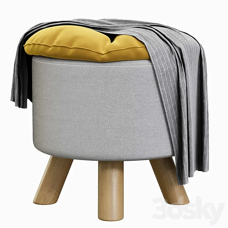 Padded seat pouf 3D Model Free Download