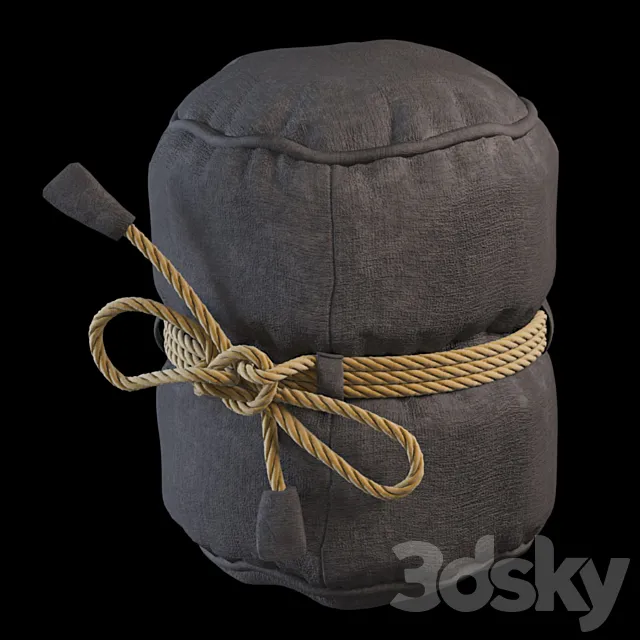 Padded Stool Knecht Graphite 3D Model